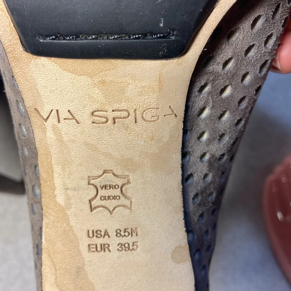 VIA SPIGA Tasa Perforated Lug Sole Slingback Heels Sandals Size 8,5M